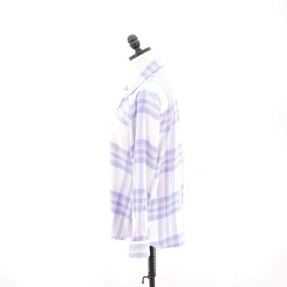 Banana Republic Boyfriend Fit White Pink Blue Flannel Plaid Button Front Small - Picture 4 of 9